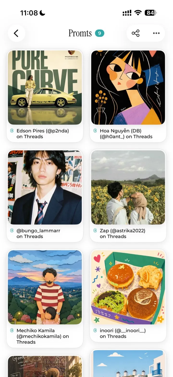 Saved custom collection of design and prompt references